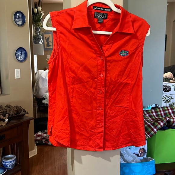 Florida gator collared sleeveless blouse - Picture 1 of 5